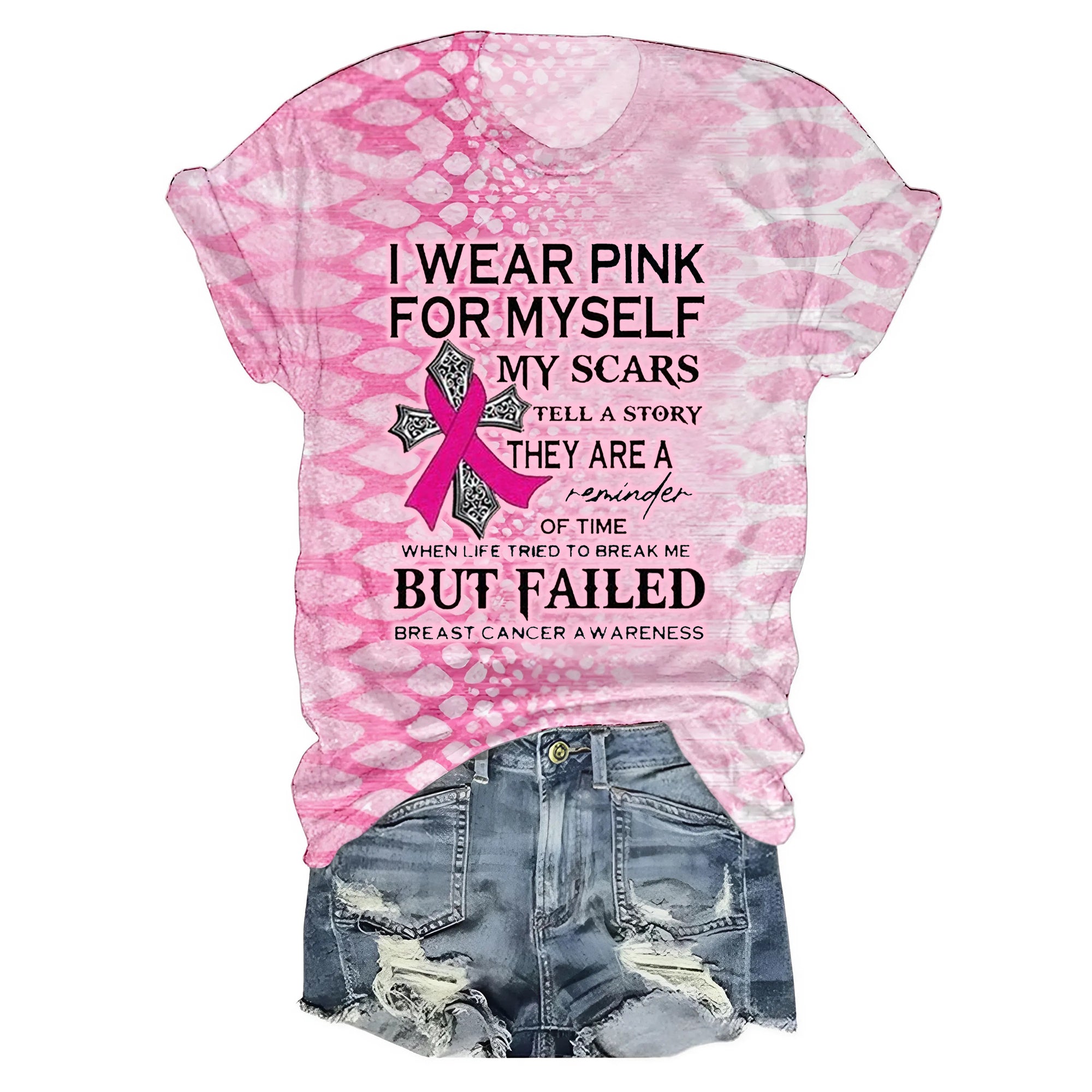 Breast Cancer I Wear Pink For Myself My Scars Tell A Story All-over Print Comfort T-shirt