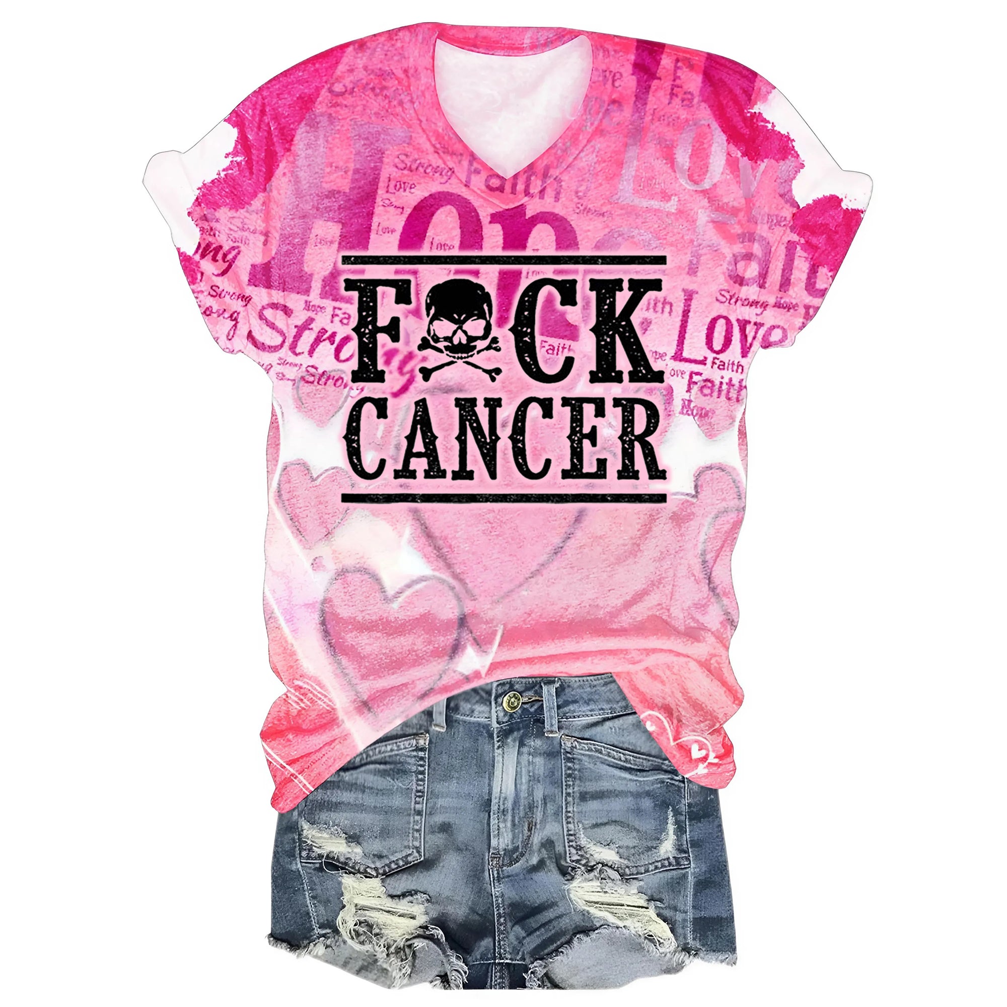 F*ck Breast Cancer Awareness All-over Print V-neck Short Sleeve Jersey