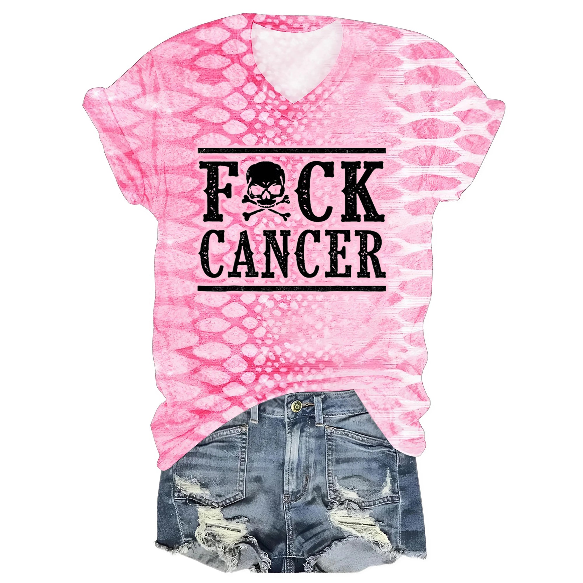 Skull F*ck Breast Cancer Awareness All-over Print V-neck Short Sleeve Jersey