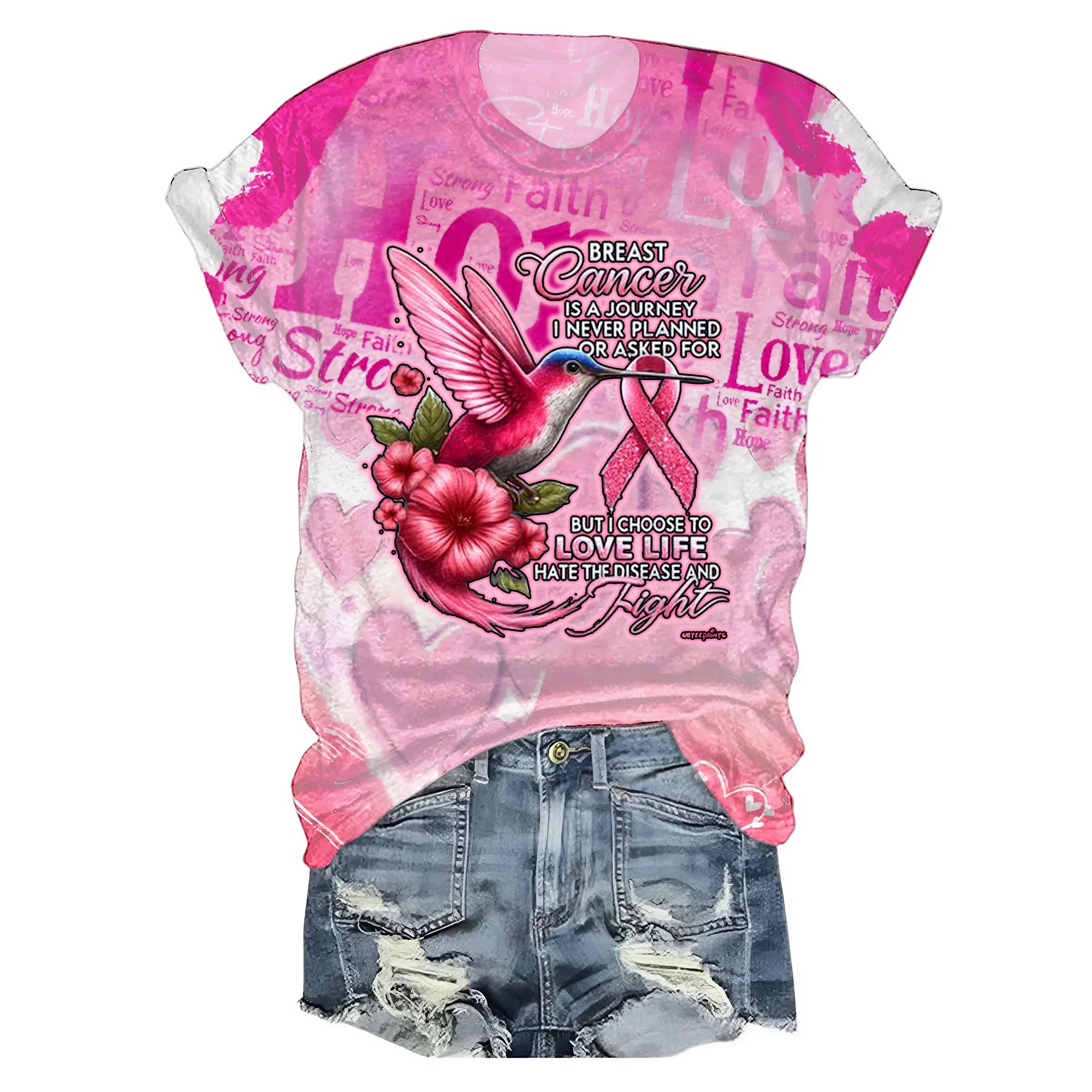 Breast Cancer Is A Journey I Never Planned Or Asked For But I Choose To Love All-over Print Comfort T-shirt