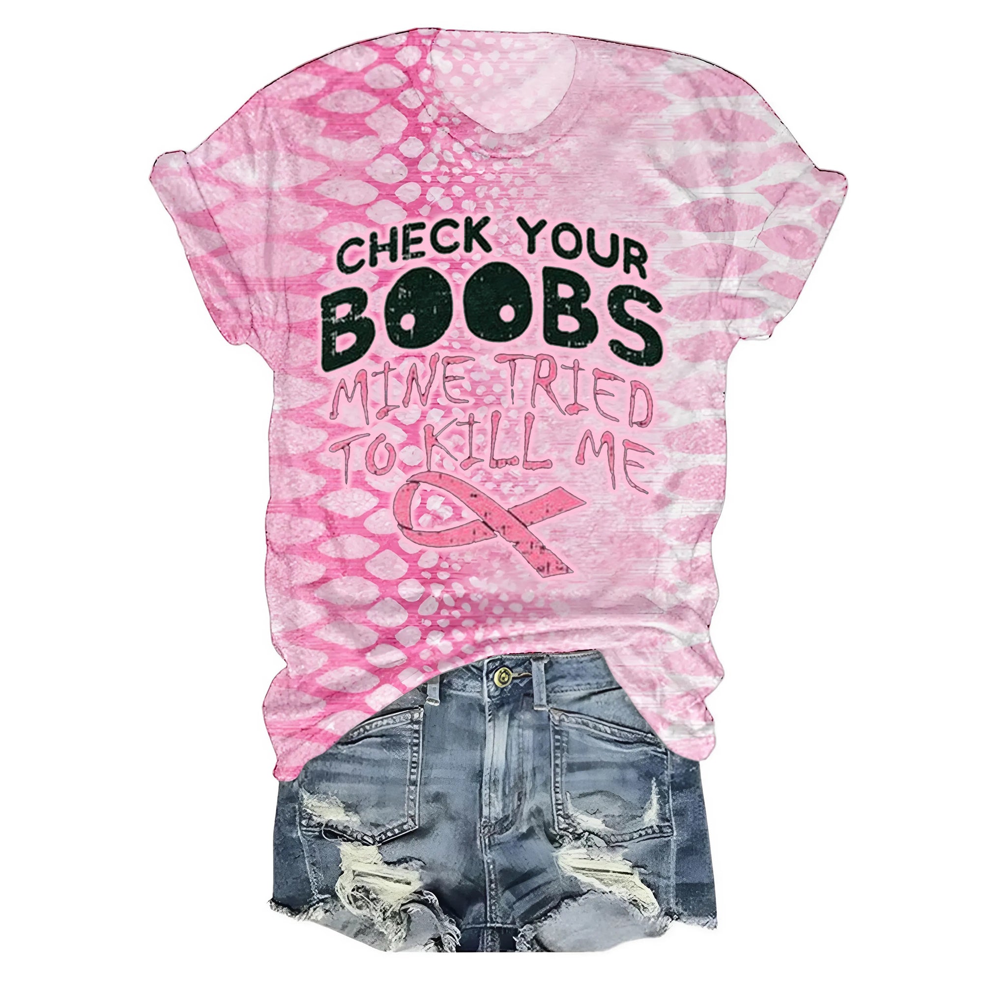 Check Your Boobs Mine Tried To Kill Me All-over Print Comfort T-shirt