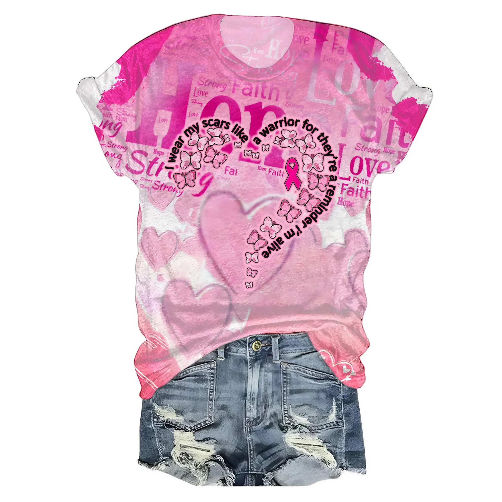 I Wear My Scars Like A Warrior For They're A Reminder Breast Cancer Awareness All-over Print Comfort T-shirt